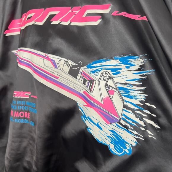 Vintage 80s Sonic Performance Power Boats Satin Racing Jacket Men’s XL CLEAN - Picture 6 of 9